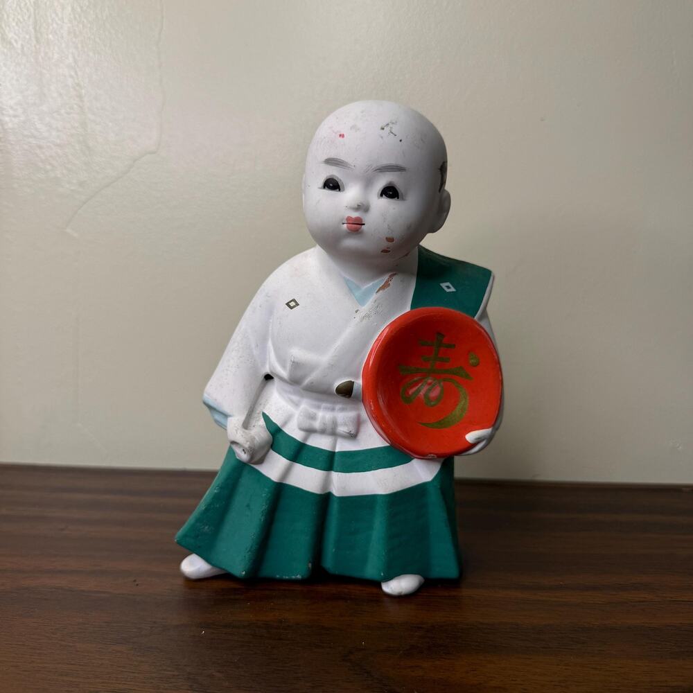 Vintage Japanese Hakata Doll Clay Figurine Kimono Boy